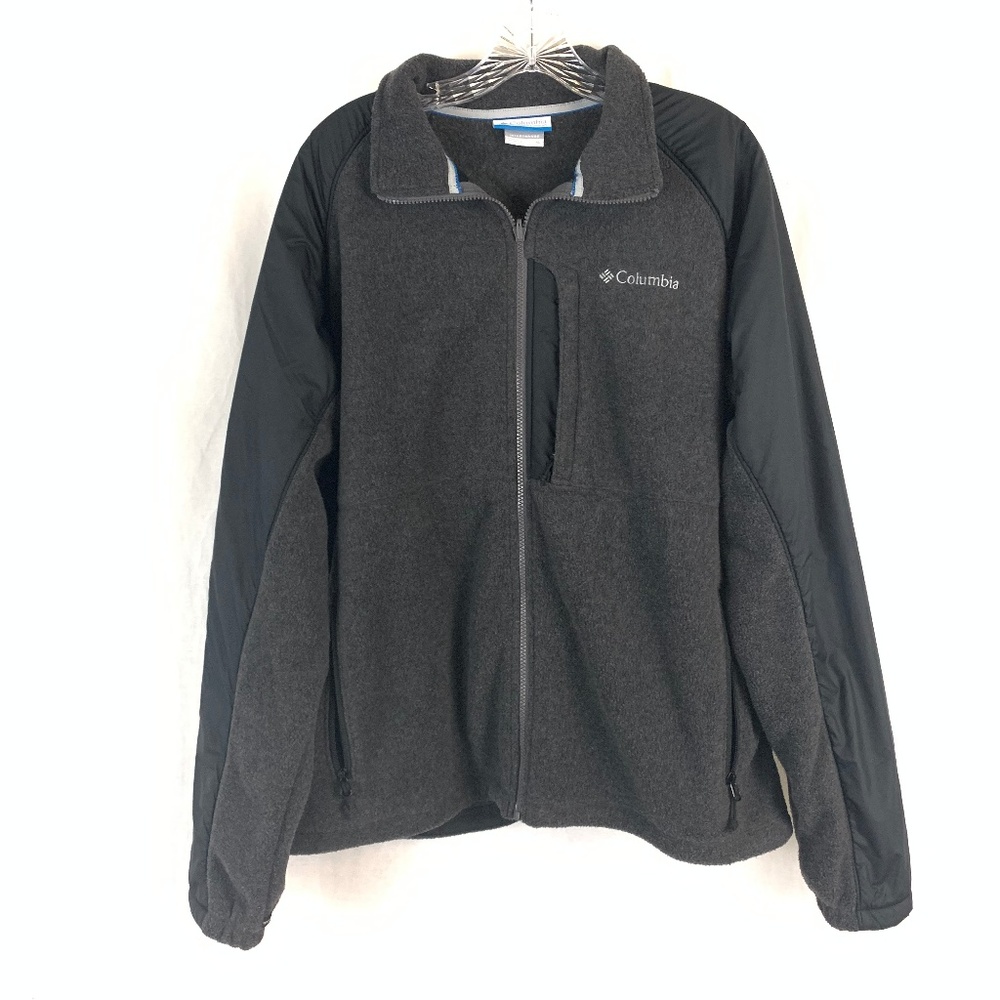 Columbia Gray Fleece Drawstring Zip Up Jacket